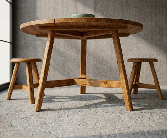 Teak dining table Arno – boho furniture handcrafted in Bali by BaliSouk