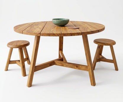 Teak dining table Arno – boho furniture handcrafted in Bali by BaliSouk (vue 5)