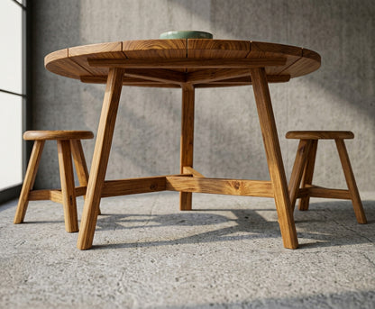 Teak dining table Arno – boho furniture handcrafted in Bali by BaliSouk (vue 6)