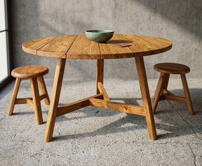 Teak dining table Arno – boho furniture handcrafted in Bali by BaliSouk (vue 8)