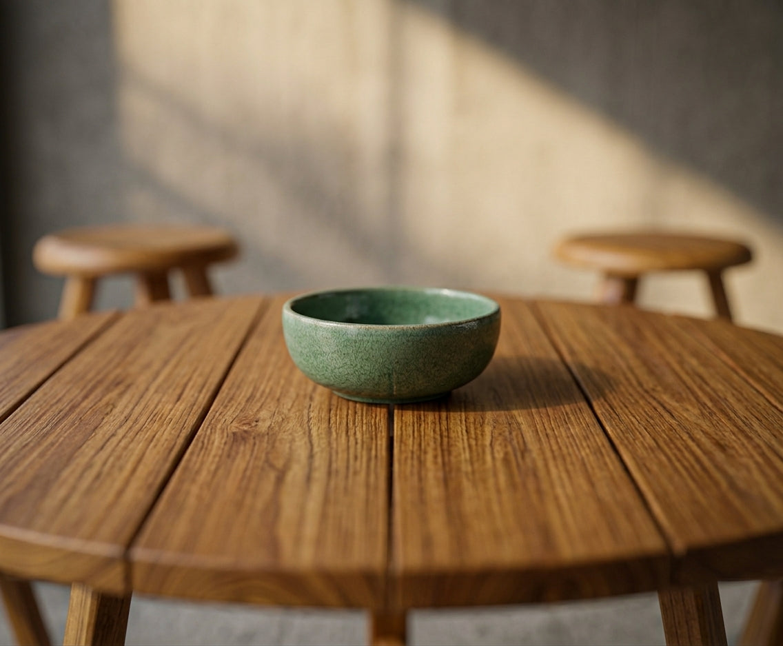 Teak dining table Arno – boho furniture handcrafted in Bali by BaliSouk (vue 9)