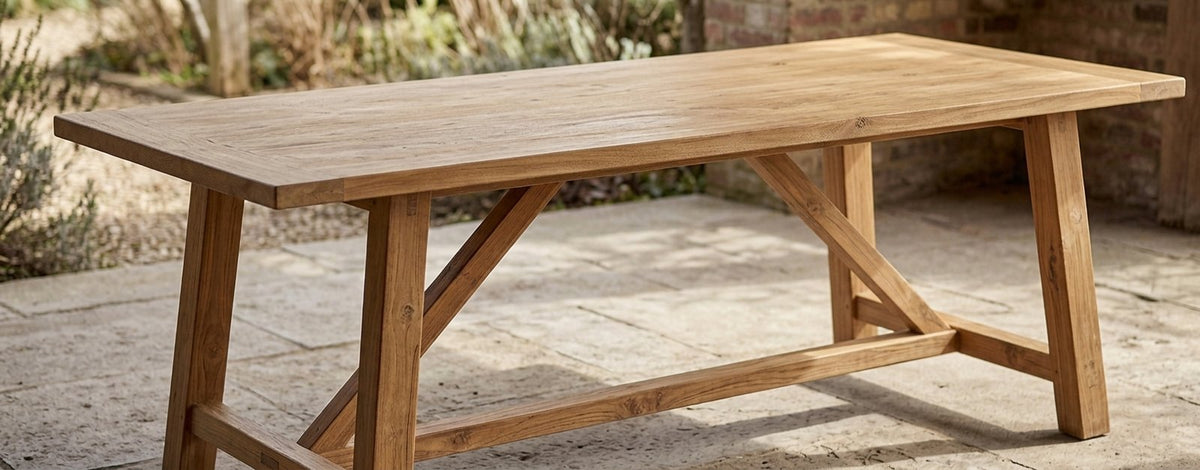 Teak dining table Ranna – boho furniture handcrafted in Bali by BaliSouk (vue 15)