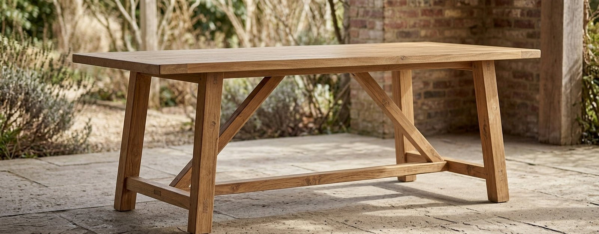 Teak dining table Ranna – boho furniture handcrafted in Bali by BaliSouk (vue 16)