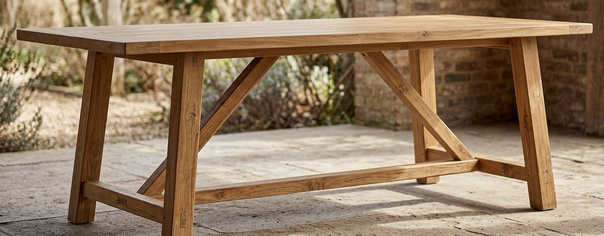 Teak dining table Ranna – boho furniture handcrafted in Bali by BaliSouk (vue 17)