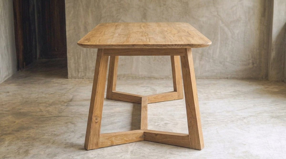 Teak dining table Lee – boho furniture handcrafted in Bali by BaliSouk (vue 10)