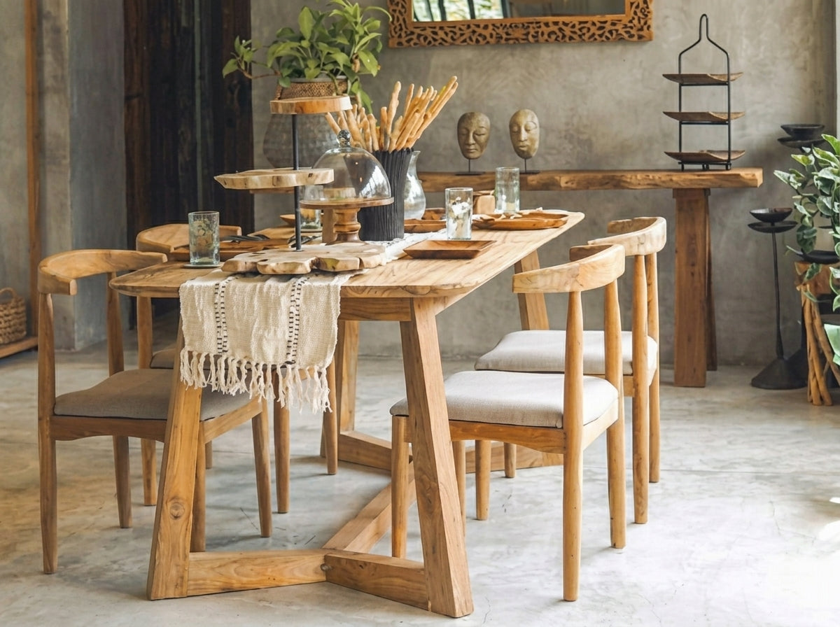Teak dining table Lee – boho furniture handcrafted in Bali by BaliSouk (vue 20)