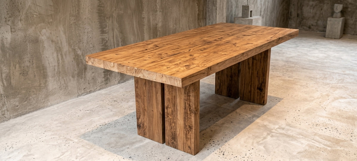 Teak dining table Raja – boho furniture handcrafted in Bali by BaliSouk (vue 13)