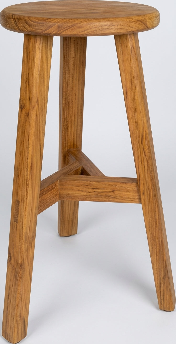 Teak bar stool Arno – boho furniture handcrafted in Bali by BaliSouk (vue 3)