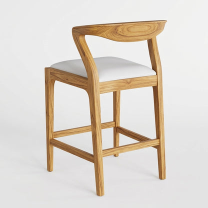 Teak bar stool Duda – boho furniture handcrafted in Bali by BaliSouk (vue 2)