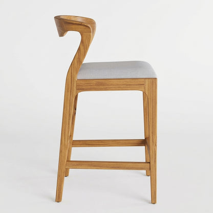 Teak bar stool Duda – boho furniture handcrafted in Bali by BaliSouk (vue 3)