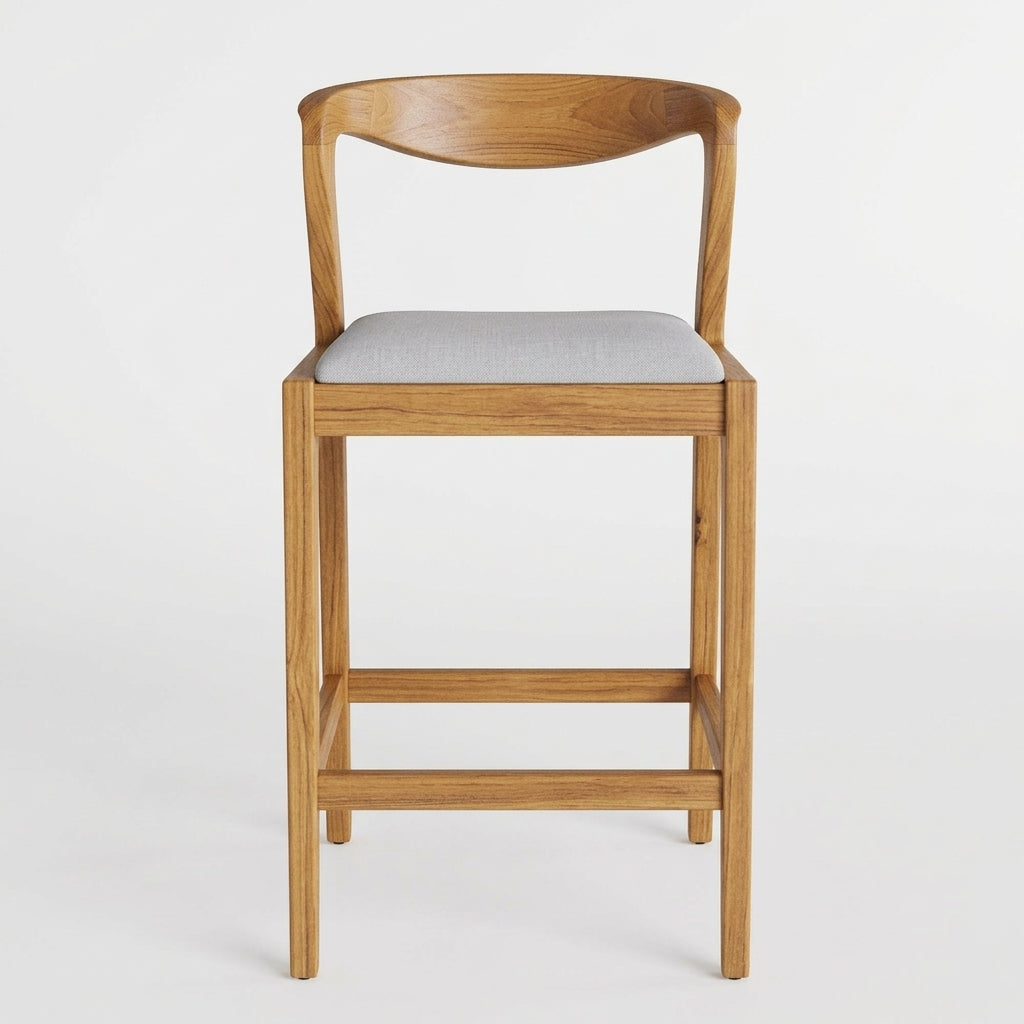 Teak bar stool Duda – boho furniture handcrafted in Bali by BaliSouk (vue 4)