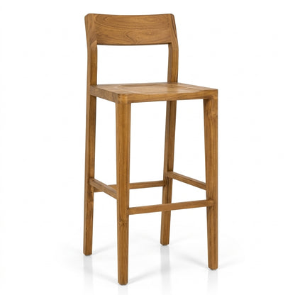 Teak bar stool Kir – boho furniture handcrafted in Bali by BaliSouk (vue 2)