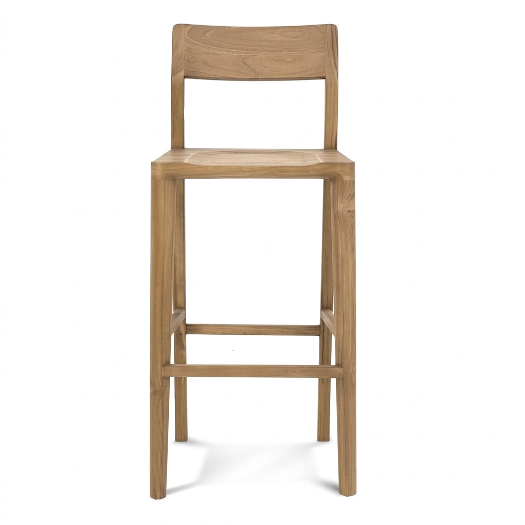 Teak bar stool Kir – boho furniture handcrafted in Bali by BaliSouk (vue 3)
