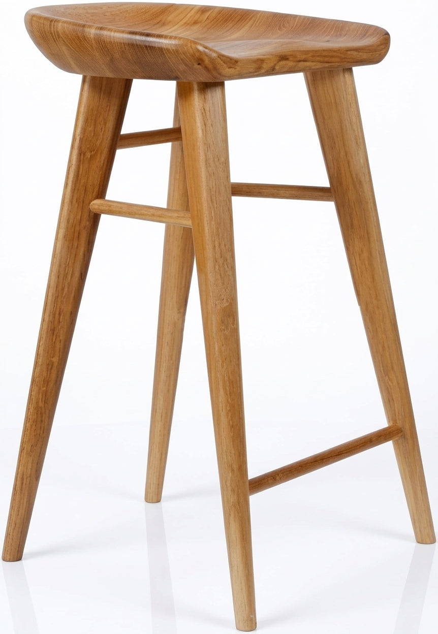 Teak bar stool Krank – boho furniture handcrafted in Bali by BaliSouk (vue 3)