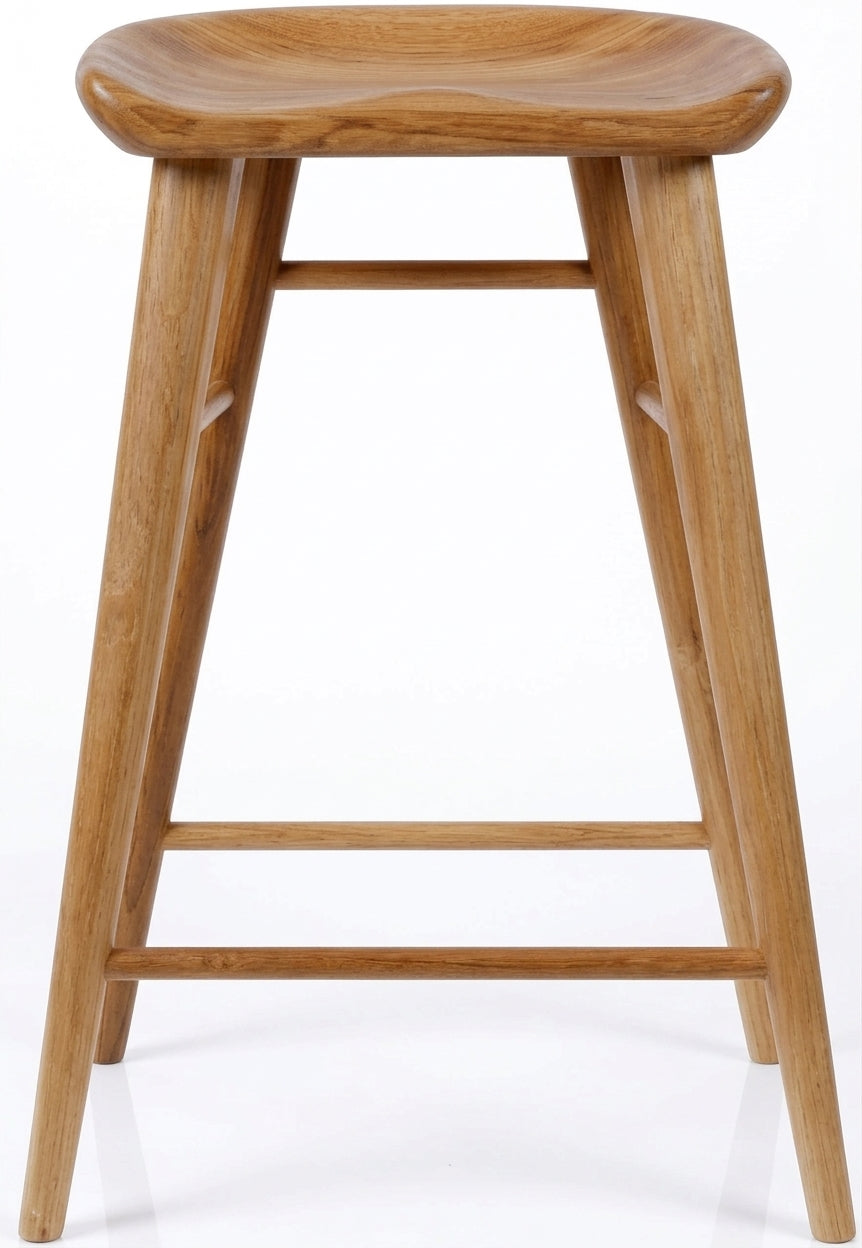 Teak bar stool Krank – boho furniture handcrafted in Bali by BaliSouk (vue 4)