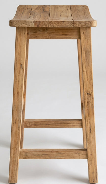 Teak bar stool Semar – boho furniture handcrafted in Bali by BaliSouk