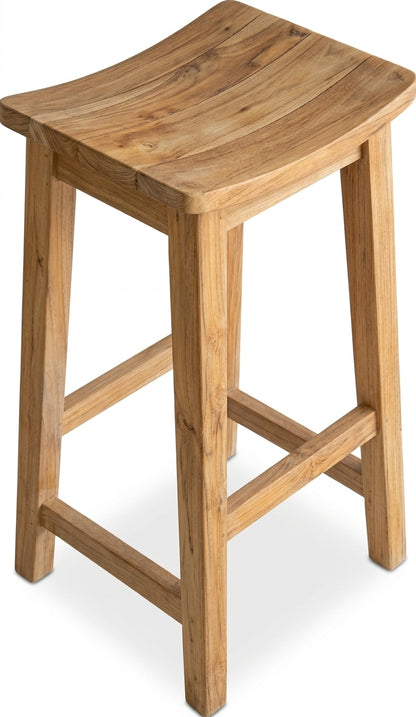 Teak bar stool Semar – boho furniture handcrafted in Bali by BaliSouk (vue 2)