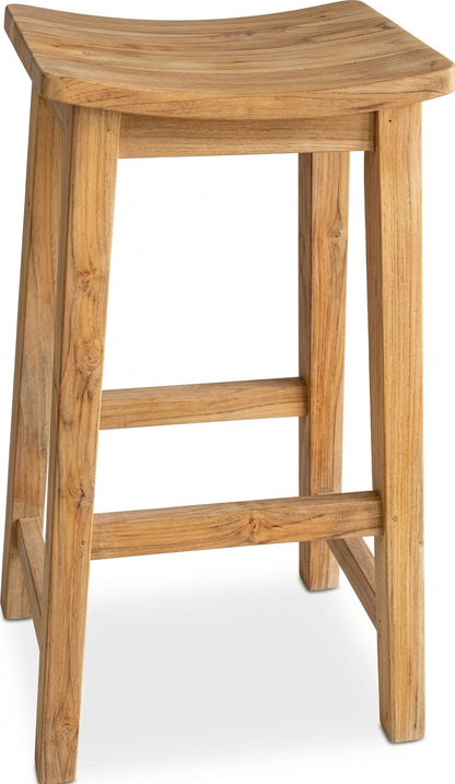 Teak bar stool Semar – boho furniture handcrafted in Bali by BaliSouk (vue 3)