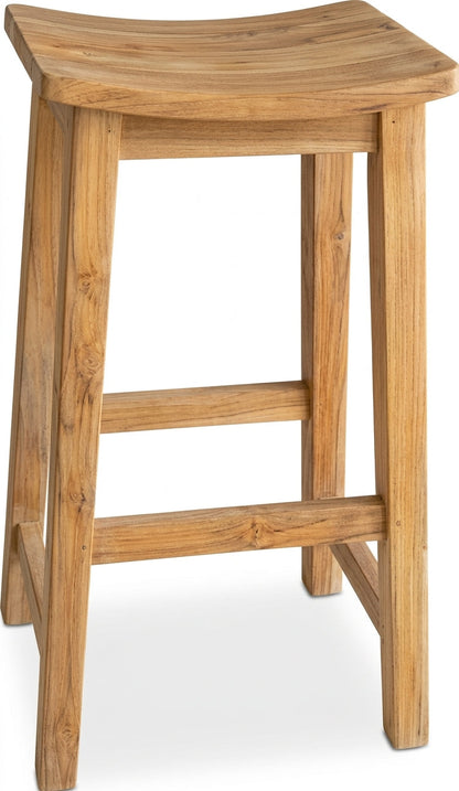 Teak bar stool Semar – boho furniture handcrafted in Bali by BaliSouk (vue 3) – set of 2