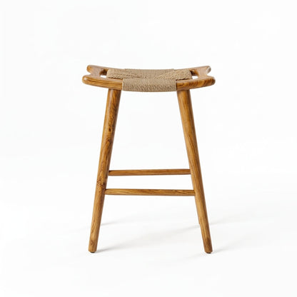 Teak bar stool Sayap Paper Rope – boho furniture handcrafted in Bali by BaliSouk – set of 2