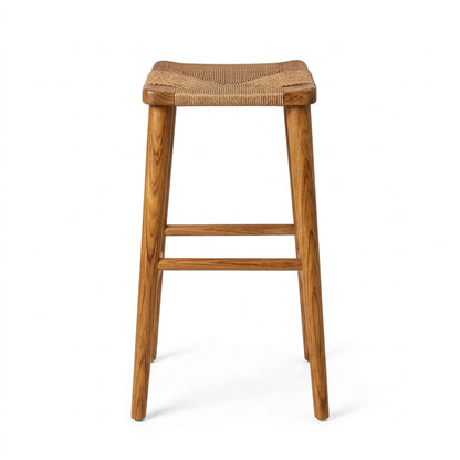 Teak bar stool Sayap Paper Rope – boho furniture handcrafted in Bali by BaliSouk (vue 4)