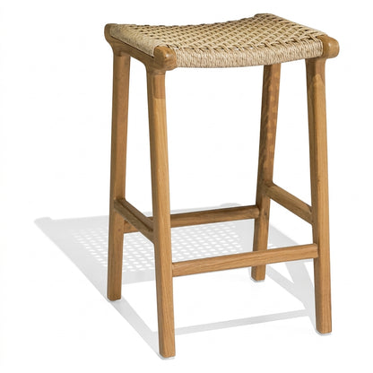 Teak bar stool Malboro – boho furniture handcrafted in Bali by BaliSouk (vue 2)