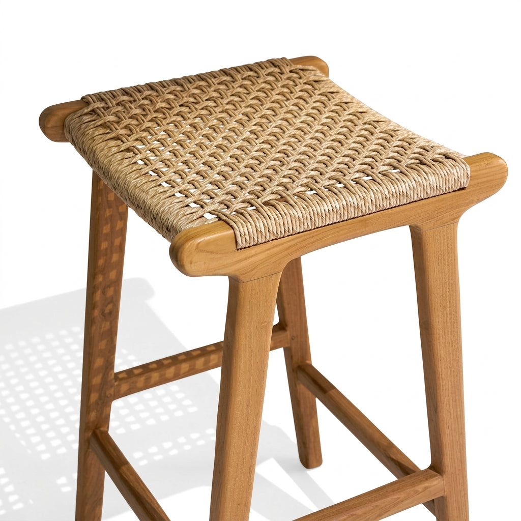 Teak bar stool Malboro – boho furniture handcrafted in Bali by BaliSouk (vue 5)