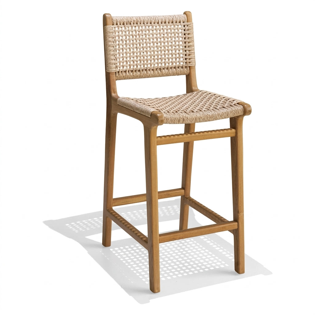 Teak bar stool Malboro Bar Stool With Back – boho furniture handcrafted in Bali by BaliSouk (vue 2)