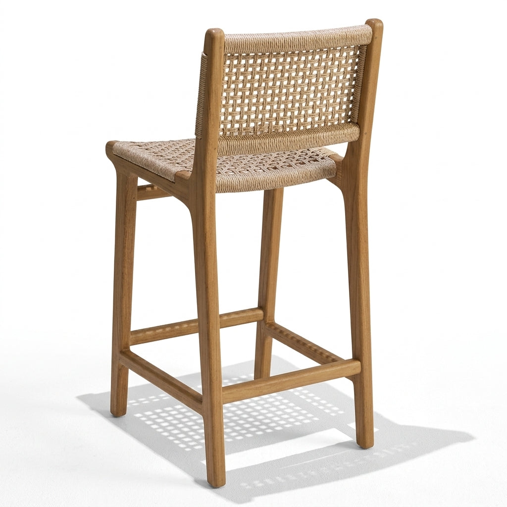 Teak bar stool Malboro Bar Stool With Back – boho furniture handcrafted in Bali by BaliSouk (vue 3)