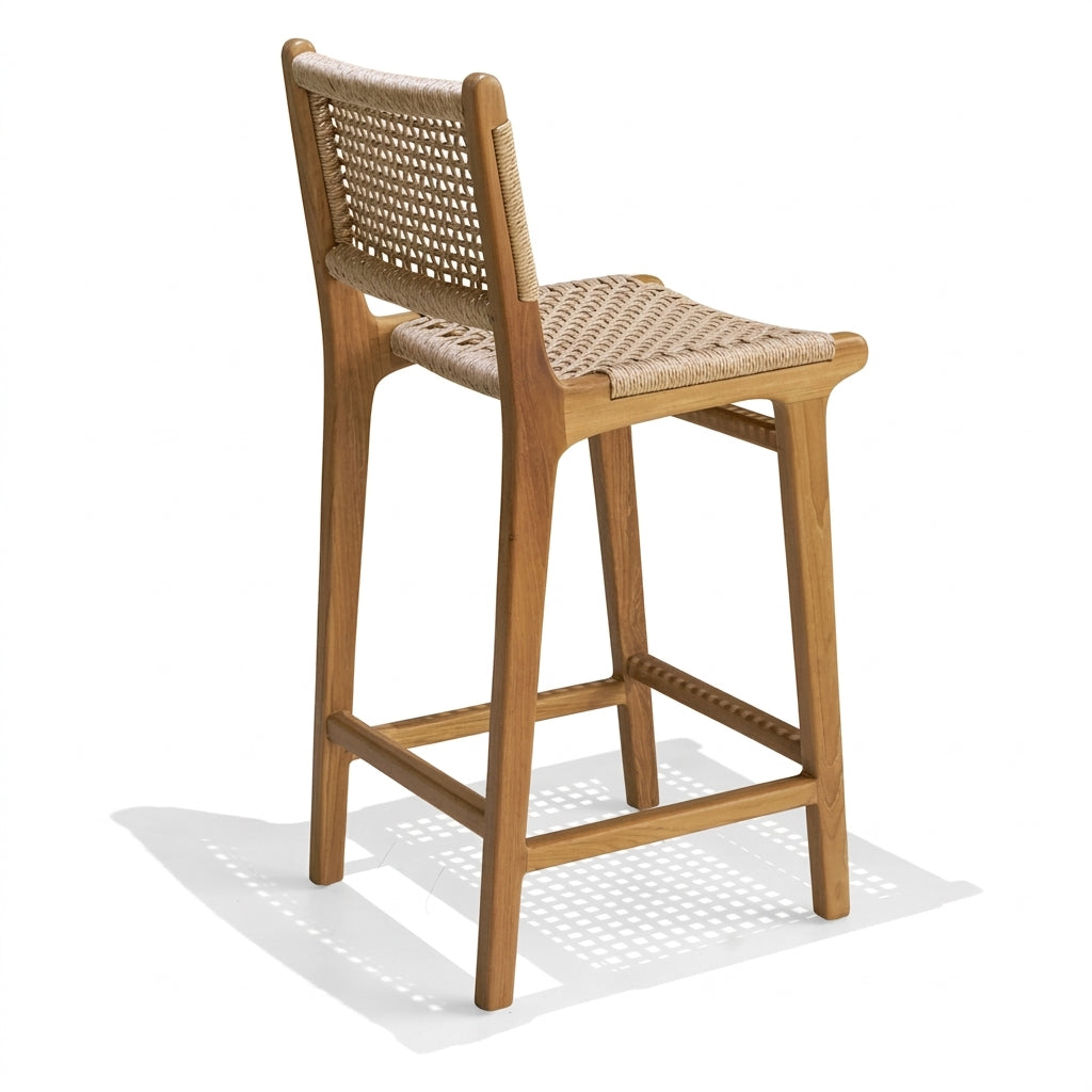 Teak bar stool Malboro Bar Stool With Back – boho furniture handcrafted in Bali by BaliSouk (vue 4)