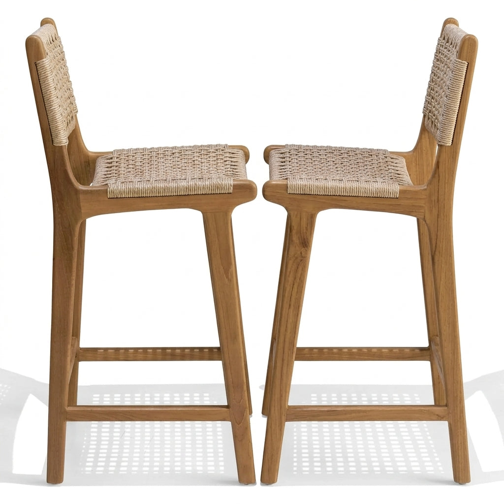 Teak bar stool Malboro Bar Stool With Back – boho furniture handcrafted in Bali by BaliSouk (vue 5)