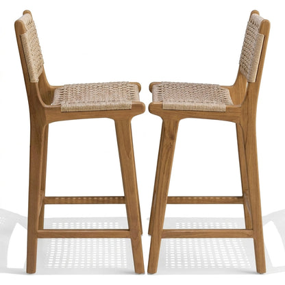 Teak bar stool Malboro Bar Stool With Back – boho furniture handcrafted in Bali by BaliSouk (vue 5) – set of 2