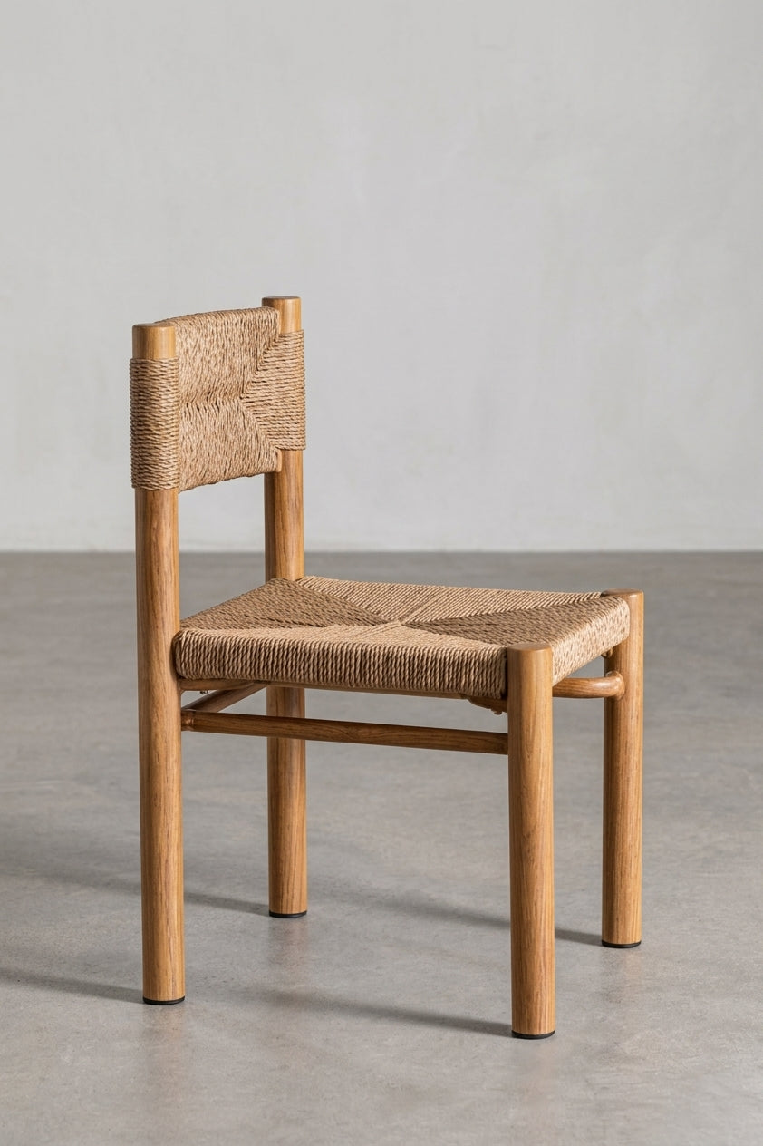 Teak dining chair Japandi – boho furniture handcrafted in Bali by BaliSouk (vue 2)