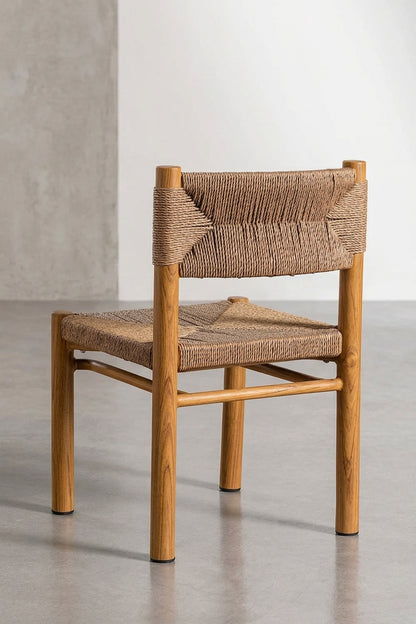 Teak dining chair Japandi – boho furniture handcrafted in Bali by BaliSouk (vue 3)