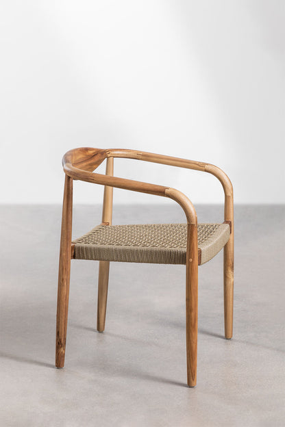 Teak dining chair Bull – boho furniture handcrafted in Bali by BaliSouk (vue 2)