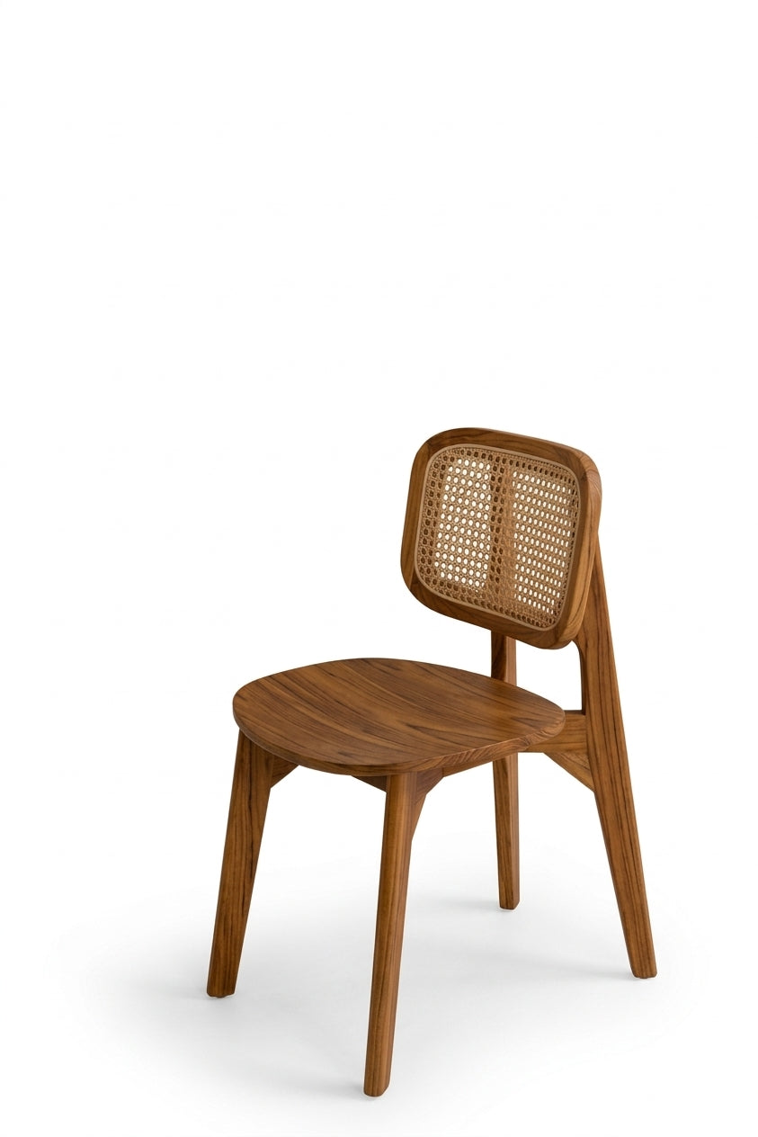 Teak dining chair Dafne Rattan – boho furniture handcrafted in Bali by BaliSouk