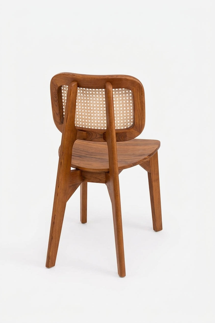 Teak dining chair Dafne Rattan – boho furniture handcrafted in Bali by BaliSouk (vue 2)