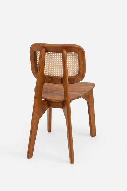 Teak dining chair Dafne Rattan – boho furniture handcrafted in Bali by BaliSouk (vue 2)