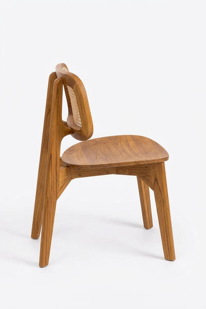 Teak dining chair Dafne Rattan – boho furniture handcrafted in Bali by BaliSouk (vue 3)
