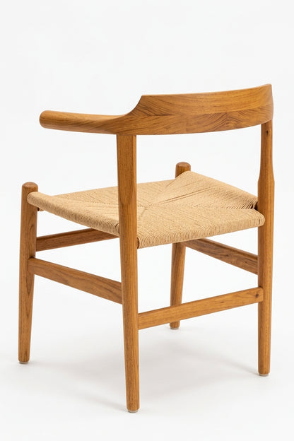 Teak dining chair Hiro Rattan – boho furniture handcrafted in Bali by BaliSouk (vue 2)