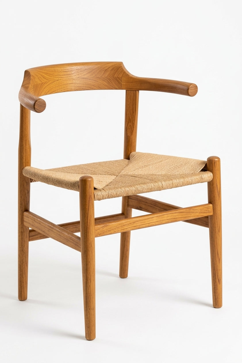 Teak dining chair Hiro Rattan – boho furniture handcrafted in Bali by BaliSouk (vue 3)