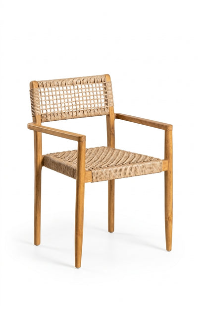 Teak dining chair Raco – boho furniture handcrafted in Bali by BaliSouk (vue 2)