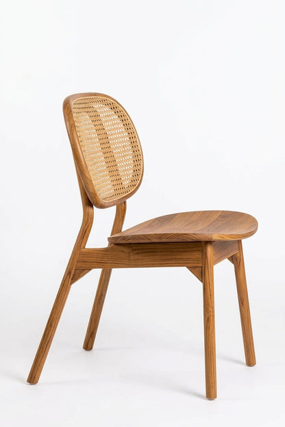 Teak dining chair Ovaly Rattan – boho furniture handcrafted in Bali by BaliSouk (vue 3)