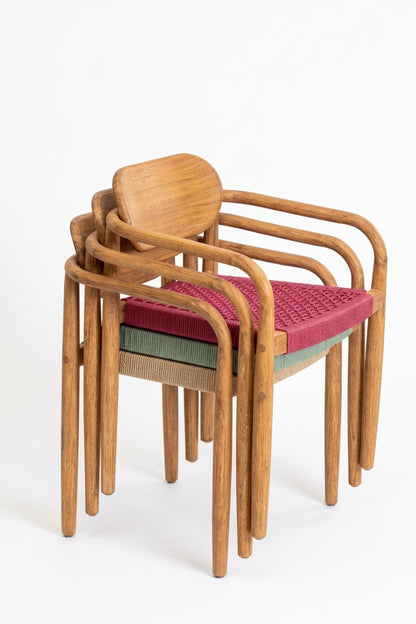 Teak dining chair Raisa Rope – boho furniture handcrafted in Bali by BaliSouk – set of 2