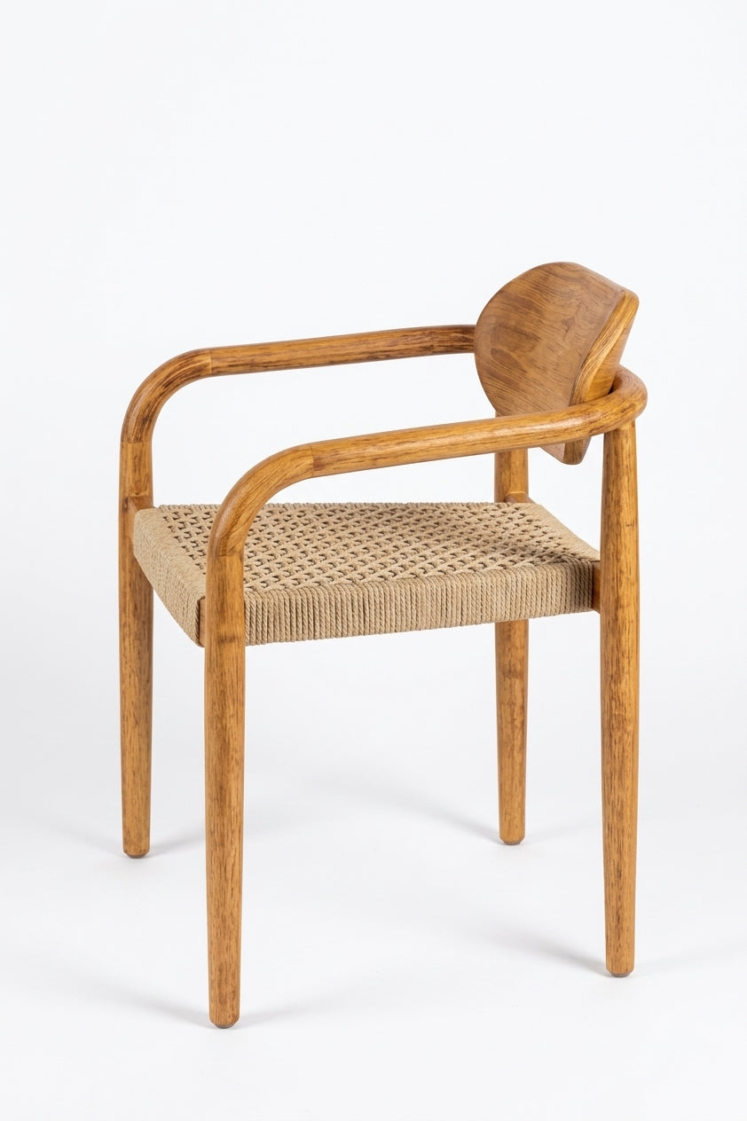 Teak dining chair Raisa Rope – boho furniture handcrafted in Bali by BaliSouk (vue 2)