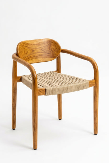 Teak dining chair Raisa Rope – boho furniture handcrafted in Bali by BaliSouk (vue 3)