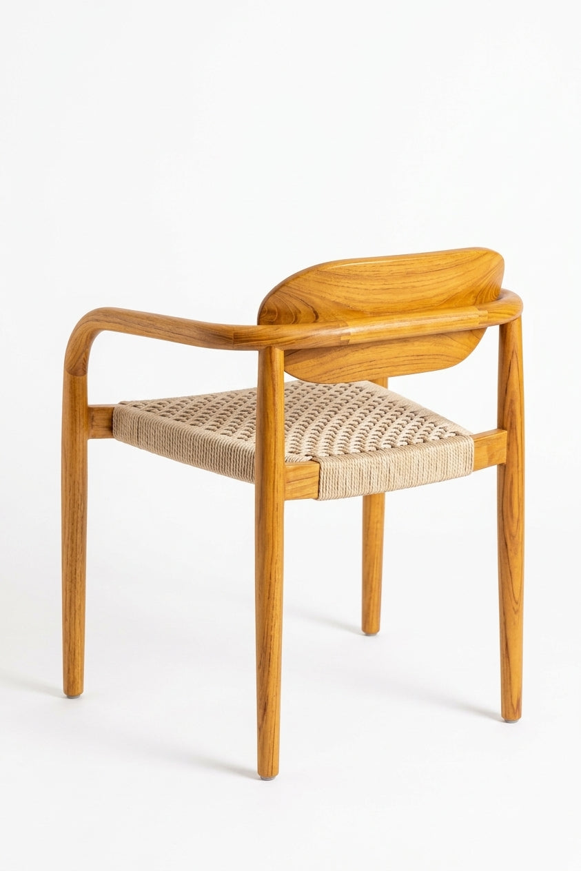 Teak dining chair Raisa Rope – boho furniture handcrafted in Bali by BaliSouk (vue 4)