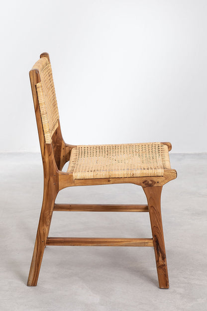 Teak dining chair Roxy Weave Rattan – boho furniture handcrafted in Bali by BaliSouk (vue 3)