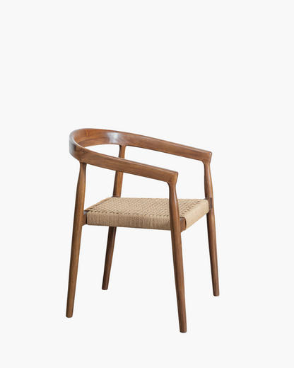 Teak dining chair Selly New – boho furniture handcrafted in Bali by BaliSouk (vue 2)