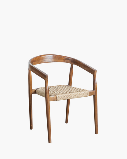 Teak dining chair Selly New – boho furniture handcrafted in Bali by BaliSouk (vue 3)